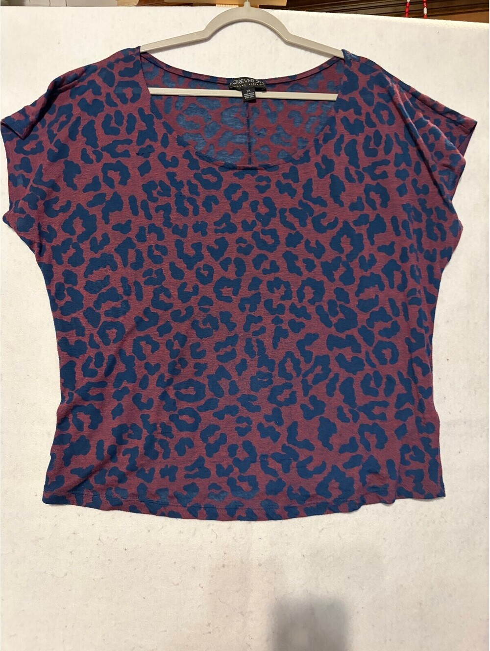 Forever 21 Women's Leopard Print Short Sleeve Top Size 1X